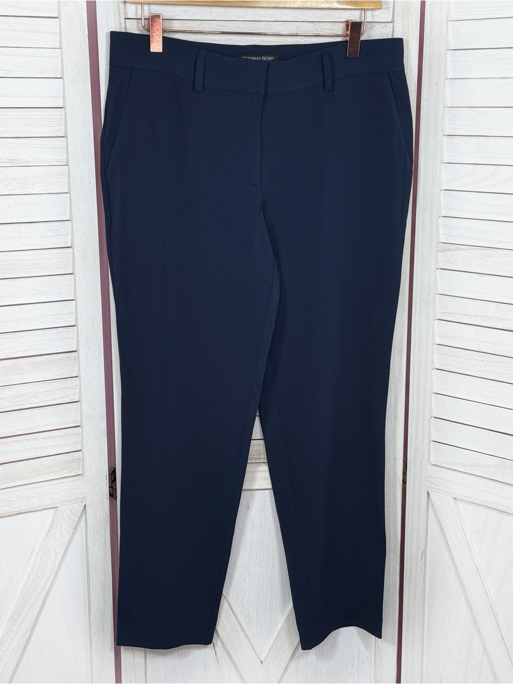 Victorias Secret Tapered Leg Ankle Pants Trousers Blue 8 Mid Rise Lightweight